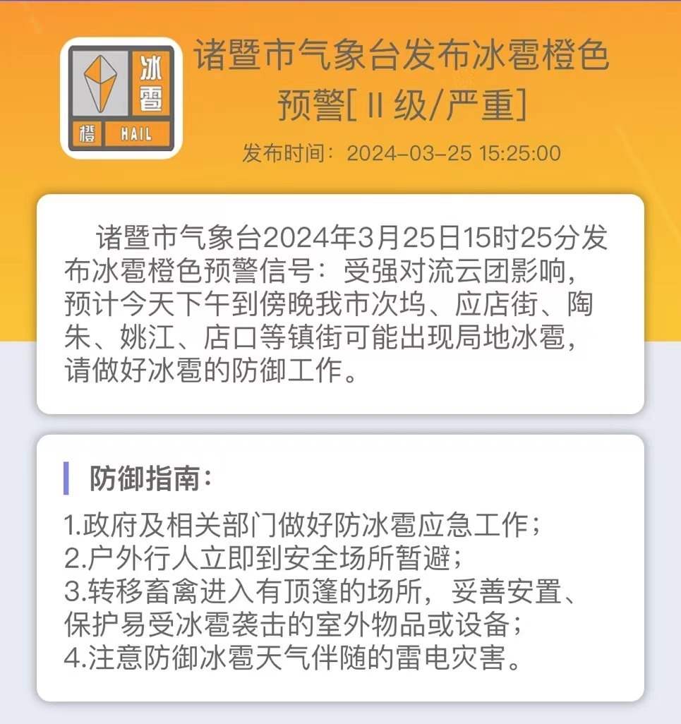 诸暨连发四个预警！强雷电、冰雹、大风，来了！ 1280